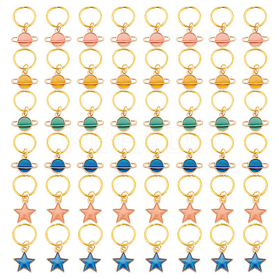 24Pcs Alloy Enamel & Iron Braiding Hair Pendants Decoration Clips PALLOY-AB00050-1