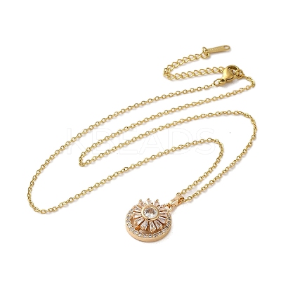 Brass Micro Pave Cubic Zirconia Pendant Necklaces NJEW-E106-11KCG-04-1