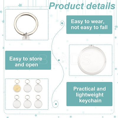 6Pcs Commemorative Coin Plastic Pendant Keychain Sets KEYC-FH0001-50-1