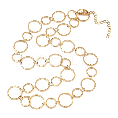 304 Stainless Steel 10mm and 14MM Ring Link Chain Necklaces NJEW-P343-02C-G-1