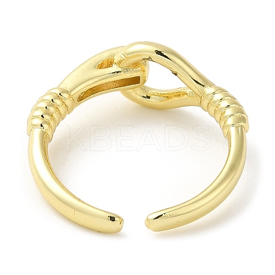 Brass Micro Pave Cubic Zirconia Open Cuff Ring for Women RJEW-F154-02G-A-1
