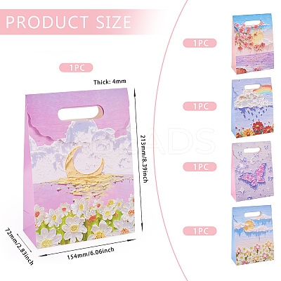 5Pcs 5 Styles Printed Paper Gift Tote Bags ABAG-TA0001-53-1