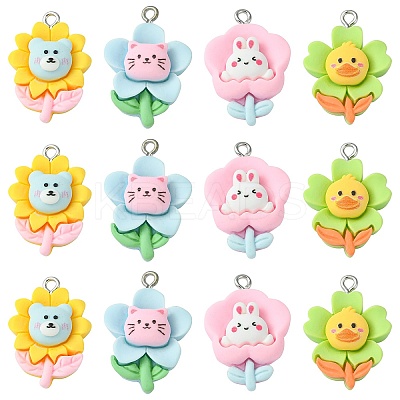 40Pcs 4 Styles Opaque Resin Pendants RESI-CJ0002-85-1