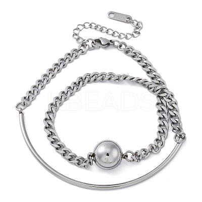 304 Stainless Steel Curb Chain Wrap Bracelets for Women BJEW-A036-12P-1