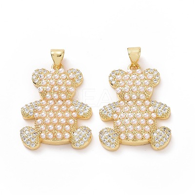 Brass Micro Pave Clear Cubic Zirconia Pendants ZIRC-F134-05G-1