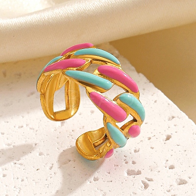 304 Stainless Steel Cuff Open Rings for Women LS-RJEW-I113-02G-01-1