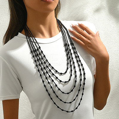 Bohemian Style Plastic Long Bicone Beads Multi Layered Necklaces for Women's Daily Parties DF6907-2-1