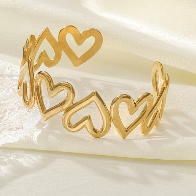 304 Stainless Steel Cuff Bangles for Women BJEW-Z130-01G-1