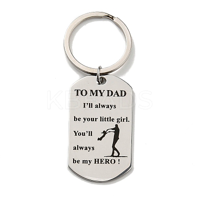 Father's Day Gift 201 Stainless Steel Oval with Word To My Dad Keychains LS-KEYC-E040-03P-1