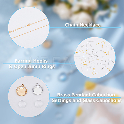 DIY Blank Dome Brass & Iron Earring & Necklace Making Kits DIY-HS0001-05B-1