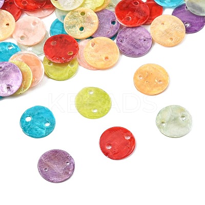 56Pcs 7 Colors Spray Painted Natural Capiz Shell Connector Charms SSHEL-FS0001-09-1