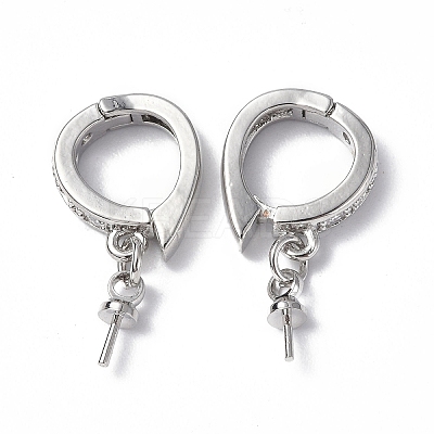 Brass Micro Pave Clear Cubic Zirconia Twister Clasps KK-P223-39P-1