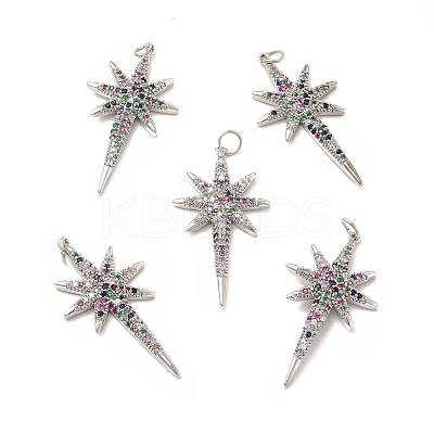 Brass Micro Pave Cubic Zirconia Pendants KK-E068-VB449-1