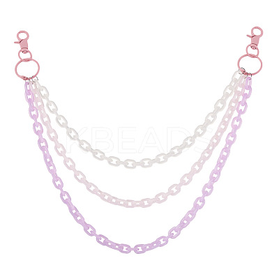 Macaron Color 3-Color Acrylic Cable Chain 3 Layer Chain Belts for Pants HJEW-TAC0118-1
