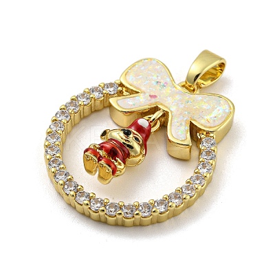 Christmas Brass Micro Pave Cubic Zirconia Pendants KK-H468-01B-01G-1