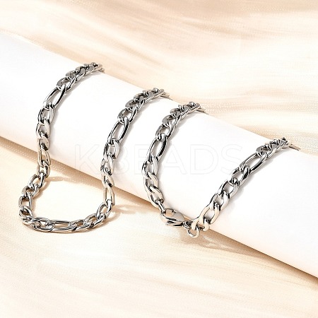 5MM 304 Stainless Steel Figaro Chains Necklaces for Women NJEW-B134-07A-P-1