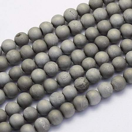 Electroplate Natural Druzy Agate Beads Strands LS-G-G708-8mm-04-1