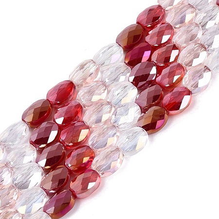 Electroplate Imitation Jade & Opaque & Transparent Glass Beads Strands EGLA-Q135-6x8MM-01A-1