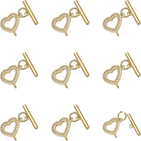 Brass Micro Pave Clear Cubic Zirconia Toggle Clasps KK-NB0002-37G-NF-1