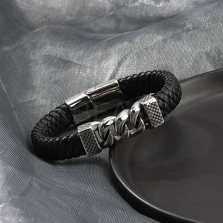 Braided Leather Cord Bracelets for Men BJEW-Z081-18P-1