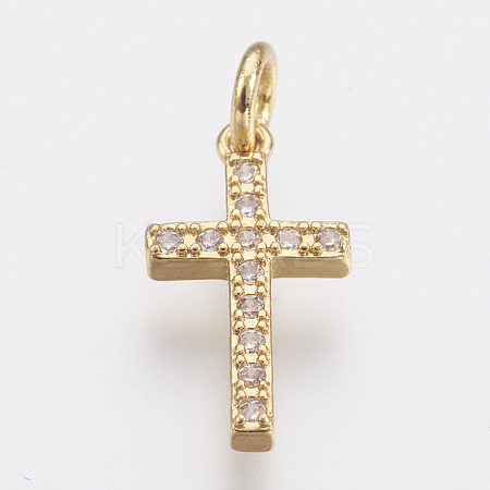 Brass Micro Pave Cubic Zirconia Pendants ZIRC-F083-008G-RS-1