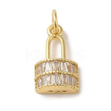 Brass Micro Pave Clear Cubic Zirconia Glass
 Pendants KK-R162-027G-1