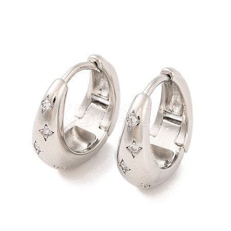 Brass Pave Clear Cubic Zirconia Hoop Earrings for Women EJEW-U015-20P-1