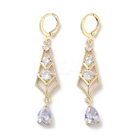 Teardrop Rack Plating Golden Brass Dangle Leverback Earrings EJEW-A030-06G-01-1