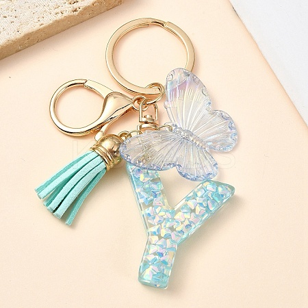 Resin & Acrylic & Faux Suede Tassel Keychain X1-KEYC-YW00117-25-1
