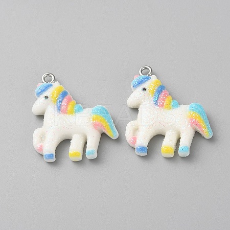 Rainbow Color Opaque Resin Pendants LS-RESI-WH0026-101A-1
