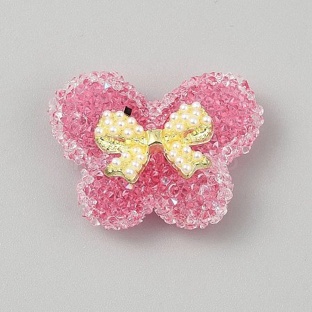 Opaque Acrylic Beads and Alloy Bowknot SACR-TAC0014-001G-1