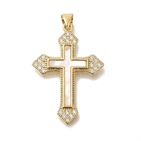 Brass Micro Pave Cubic Zirconia Pendants KK-R002-06G-1