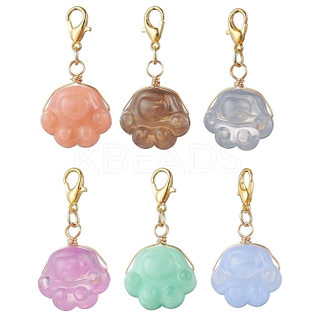 Paw Print Acrylic Pendant Decorations HJEW-JM03331-S-1