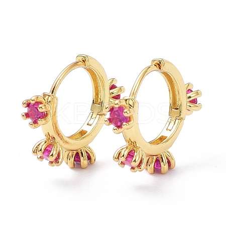 Brass Inlaid Cubic Zirconia Hoop Earrings ZIRC-P090-17G-B-1