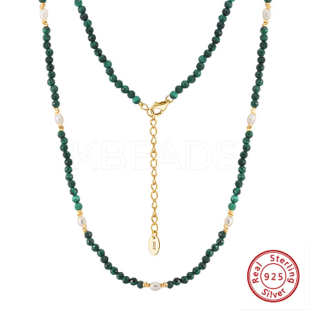 Natural Freshwater Pearl & 925 Sterling Silver Beaded Necklaces for Women NJEW-G154-03G-1