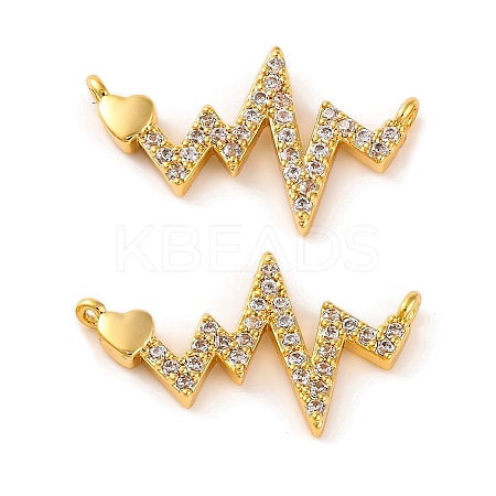 Brass Micro Pave Clear Cubic Zirconia Connector Charms KK-U017-01A-G-1