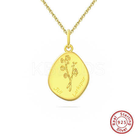 Birth Flower Style 925 Sterling Silver Pendant Necklaces STER-M116-05C-G-1