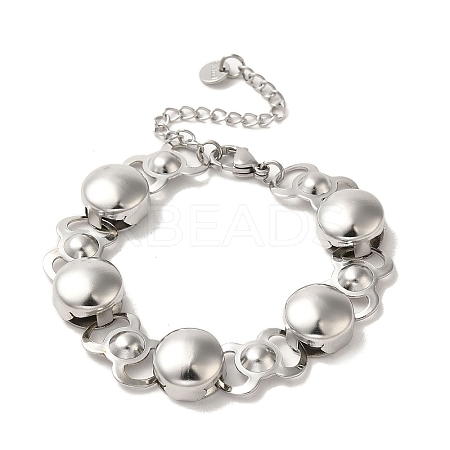 Non-Tarnish 304 Stainless Steel Flat Round Link Chain Bracelet BJEW-Q776-02A-01-1