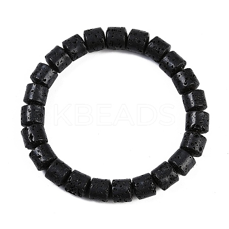 Natural Lava Rock Beaded Stretch Bracelets for Men Women BJEW-G727-01F-1