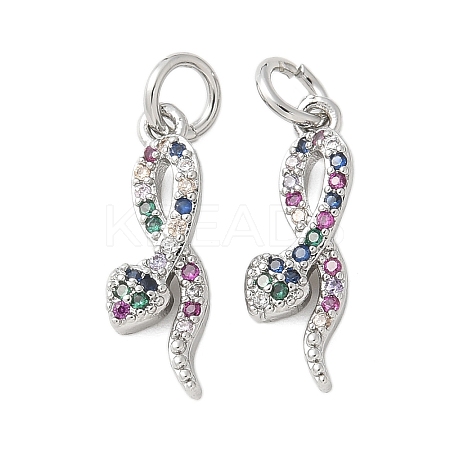 Brass Micro Pave Cubic Zirconia Pendants KK-U056-52P-1