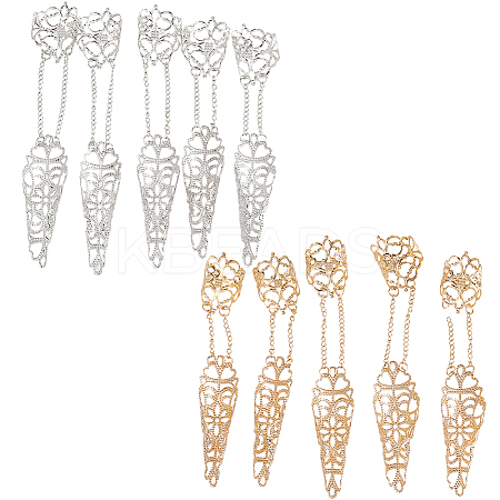 2 Sets 2 Colors Halloween Gothic Cone Iron Hollow Finger Protector BJEW-CN0001-16B-1