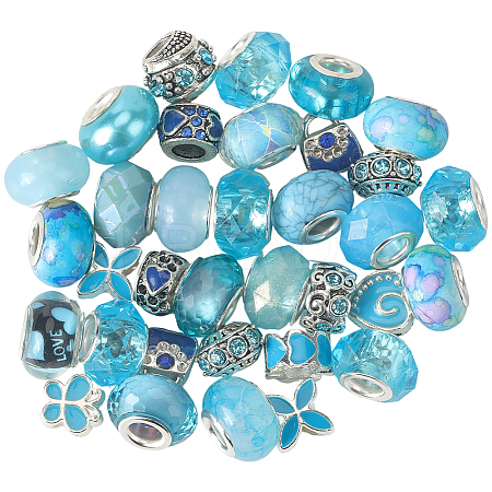Alloy Rhinestone/Resin European Beads MPDL-SC0001-11B-1