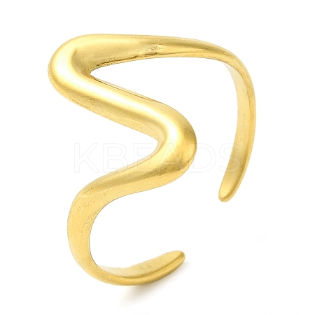 Wave 304 Stainless Steel Open Cuff Rings for Women LS-RJEW-Z043-01F-1