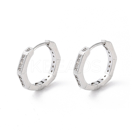 Brass Micro Pave Cubic Zirconia Hoop Earrings EJEW-P259-09P-1