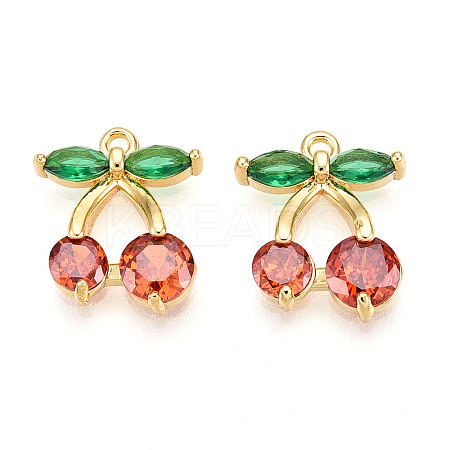 Brass Micro Pave Cubic Zirconia Charms KK-N254-220G-1