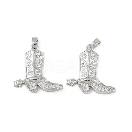 Brass Micro Pave Cubic Zirconia Pendants KK-F908-18P-1
