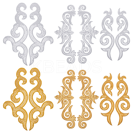 6 Styles Auspicous Cloud Ethnic Style PVC Sequin Embroidery Polyester Cloth Iron On Patches PATC-GA0001-33-1