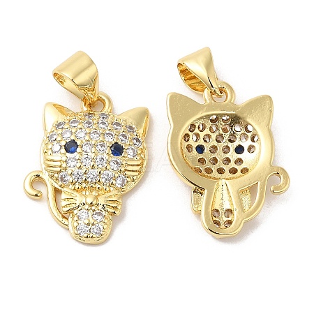 Brass Micro Pave Clear & Blue Cubic Zirconia Pendants ZIRC-L103-007G-1