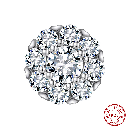 Rhodium Plated 925 Sterling Silver Beads STER-L064-11P-1