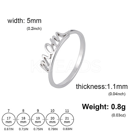 Mother's Day 201 Stainless Steel Finger Rings FS-WG75A9C-01-1